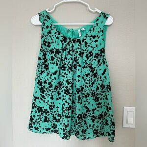 Elle Floral Sleeveless Top - Black and Green